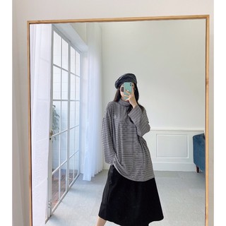 Áo cổ lọ thun sọc