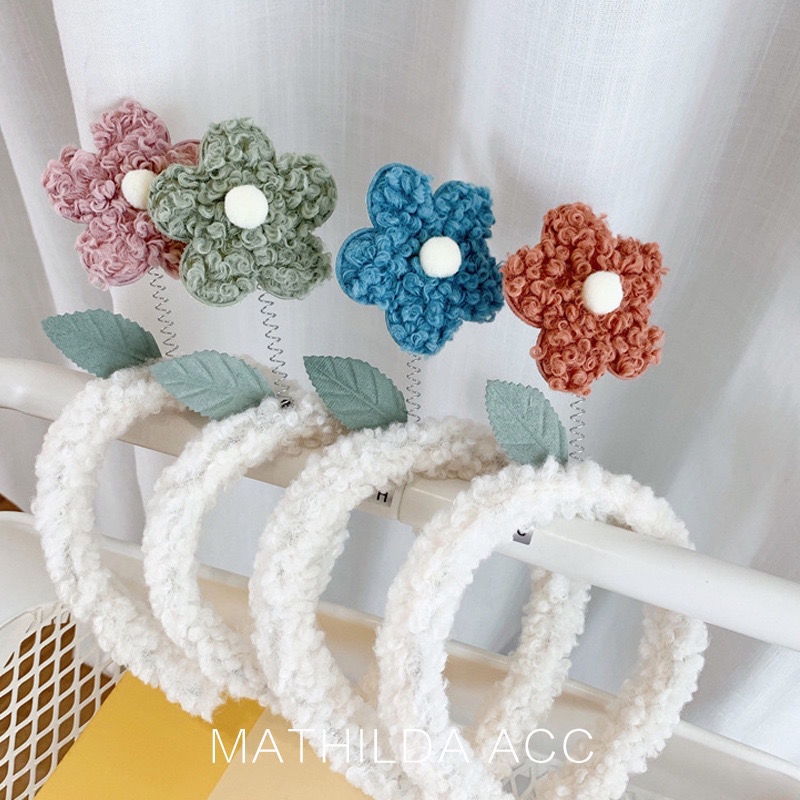 Bờm Cài Tóc Lò Xo Đu Đưa Gắn Bông Hoa Xinh Xắn Phòng Cách Hàn Quốc Dành Cho Nữ