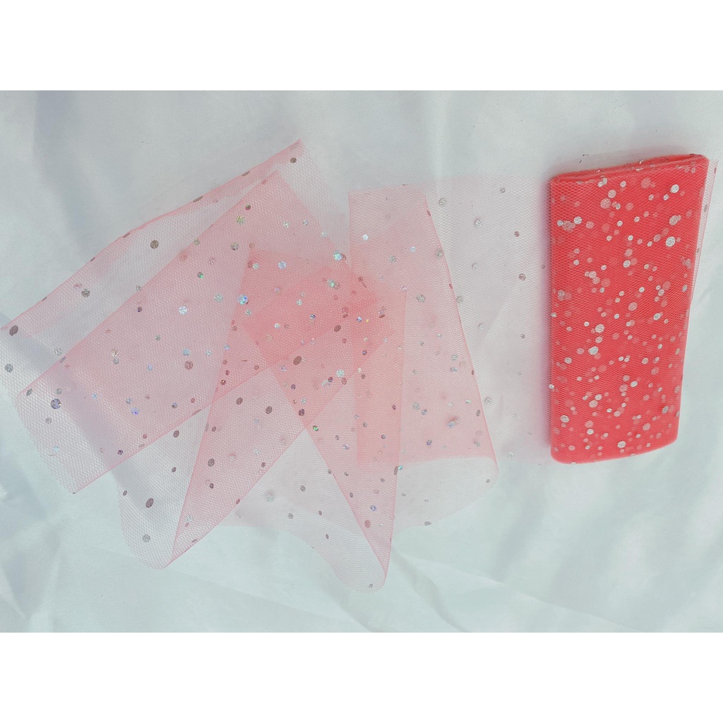 Cuộn vải ruy băng đính kim tuyến lấp lánh làm nơ, phụ kiện DIY, may đồ cho búp bê