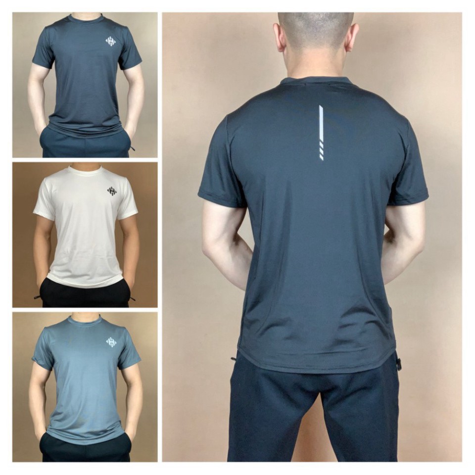 Áo thể thao nam cổ tròn vải thun lạnh co dãn 4 chiều, áo tập gym nam body