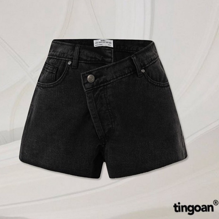 TINGOAN® - Quần short bò cắt cạp lệch màu lông chuột tingoan MASCARA JEANS SHORT/LC