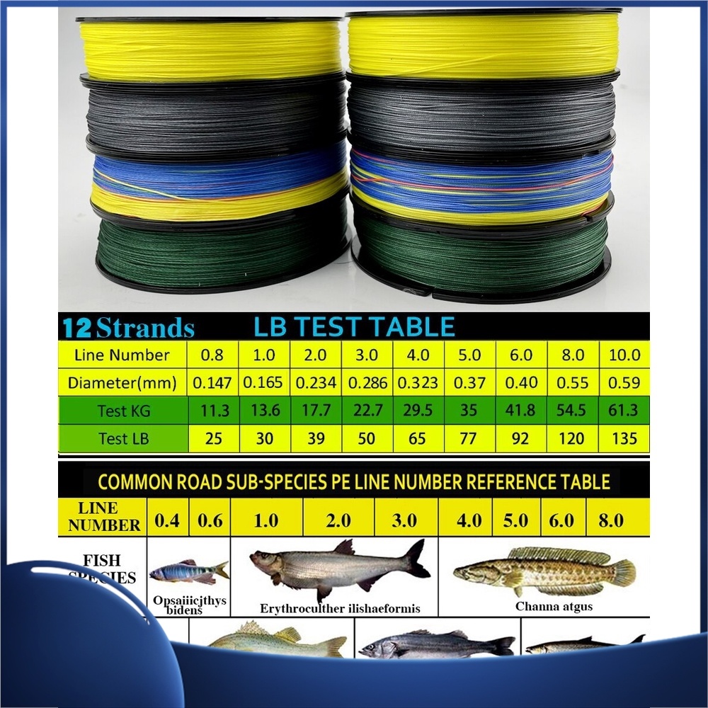 Cuộn Dây Câu Cá Bện 12 Sợi 25-92LB 500M 300M 100M
