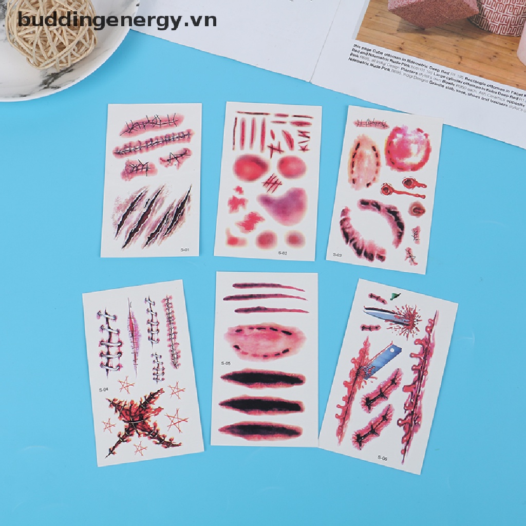 {BUDDI} Hình Dán Vết Thương Giả Máu Tạm Thời Hóa Trang Halloween Chống Thấm Nước {BUDDI}