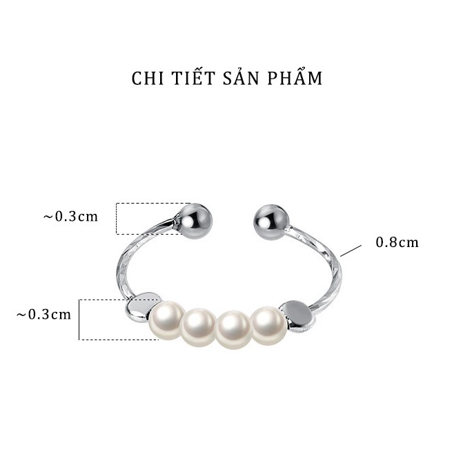 Nhẫn Nữ Ngọc Trai nhân Tạo Hình xoắn Thiết Kế Dạng Hở Điều Chỉnh Kích Thước N2633 - Bảo Ngọc Jewelry