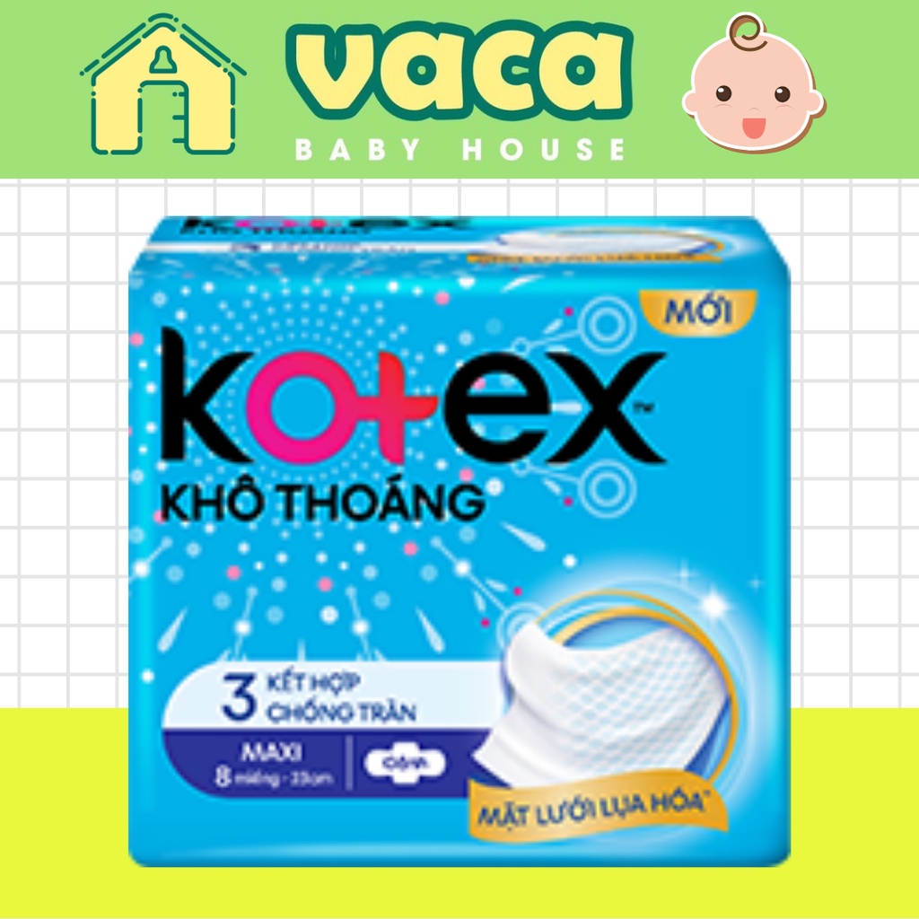 Băng Vệ Sinh Kotex Khô Thoáng Maxi Dày Cánh 23cm 8 Miếng