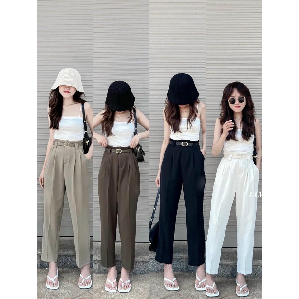 Quần tây nữ baggy 257 chiết ly eo kèm đai thời trang  20003931