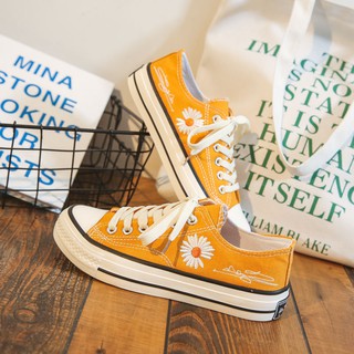 ⚡sale⚡Giày vải nữ cổ thấp in chữ ký hoa cúc 006T