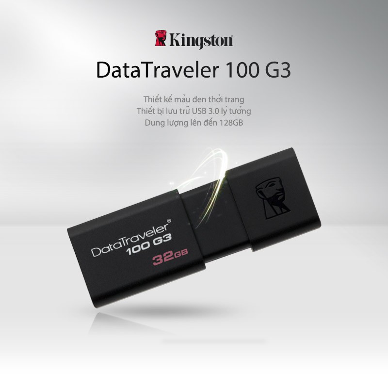 USB Kingston DT100G3 32GB 16GB 3.0 nắp trượt tốc độ upto 100MB/s USB NHỰA Tĩnh Điện USB Màu đen nhám