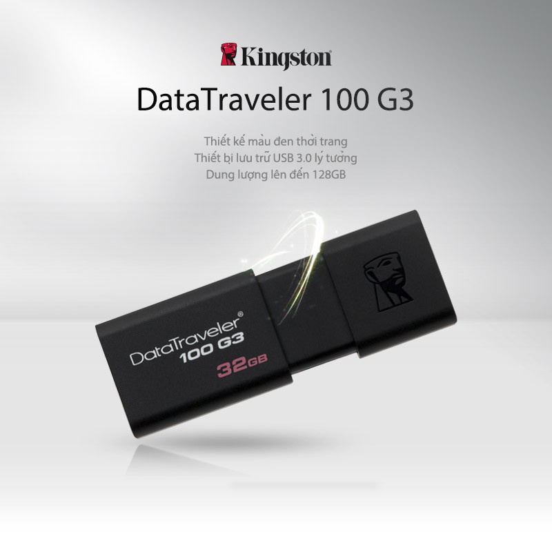 [Tốc Độ 3.0] USB Kingston 128GB 64GB 32GB Vỏ Tĩnh Điện - Siêu Bền - Màu Đen Lịch Lãm