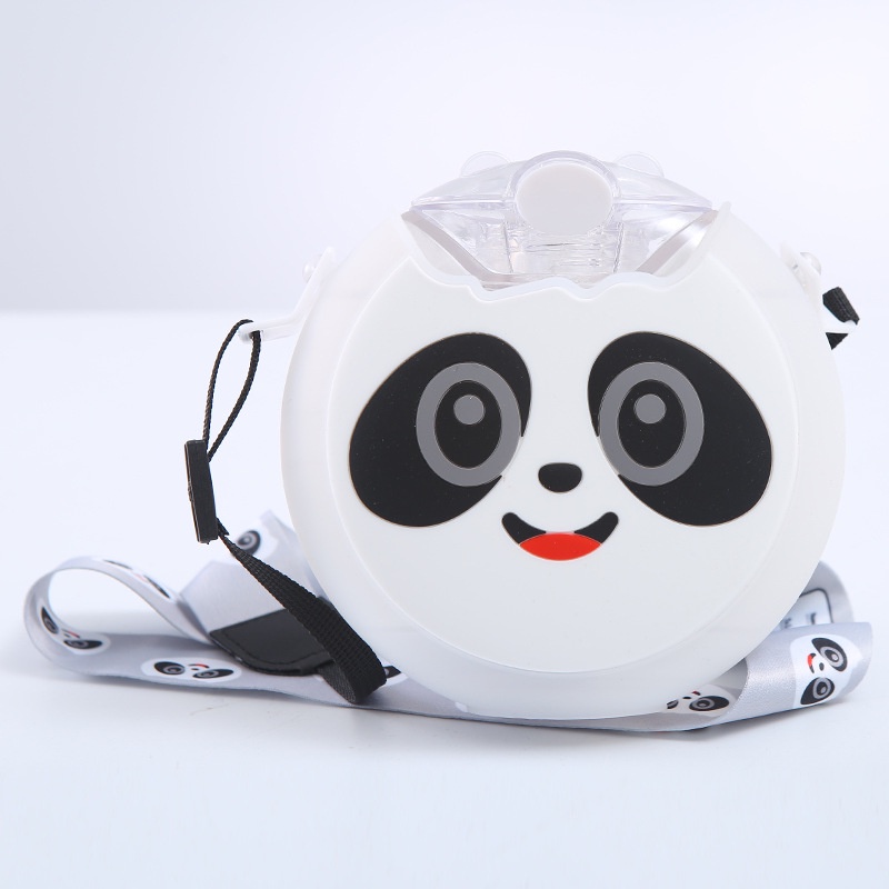 Bình Nước Nhựa Silicon Chống Sốc Hình Bánh Donut Hoạt Hình Có Dây Đeo Chéo Dễ Thương Cho Bé