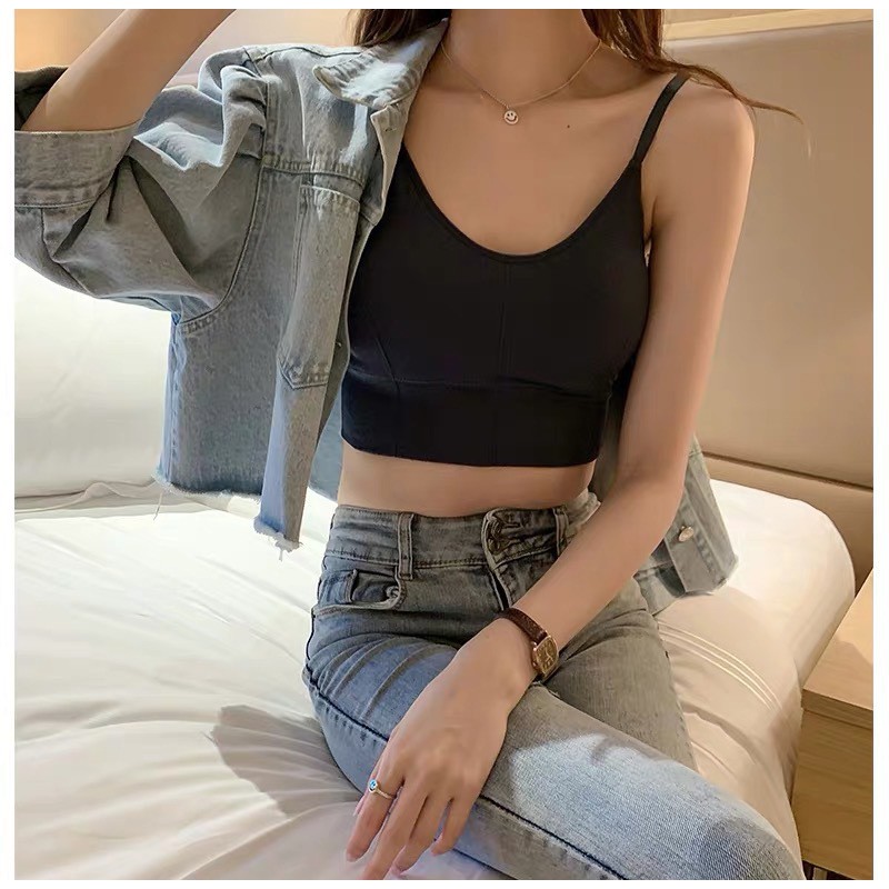 Áo bra cotton gân CAO CẤP - tập GYM - Đệm mút tháo rời | BigBuy360 - bigbuy360.vn