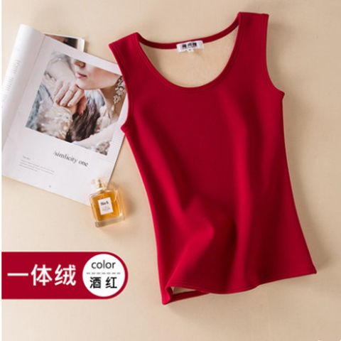 95 cotton mùa thu và đông mặc bên trong cộng với áo vest nhung của phụ nữ dày mỏng vừa vặn dây treo dưới cùng sơ