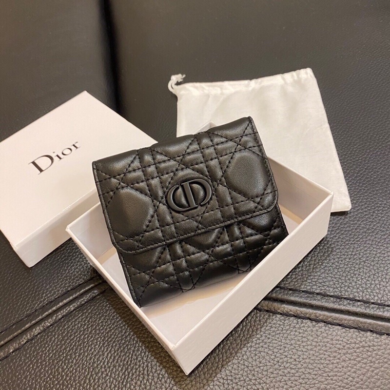 Ví dập nữ Dior CD da thật cao cấp vân kẻ caro