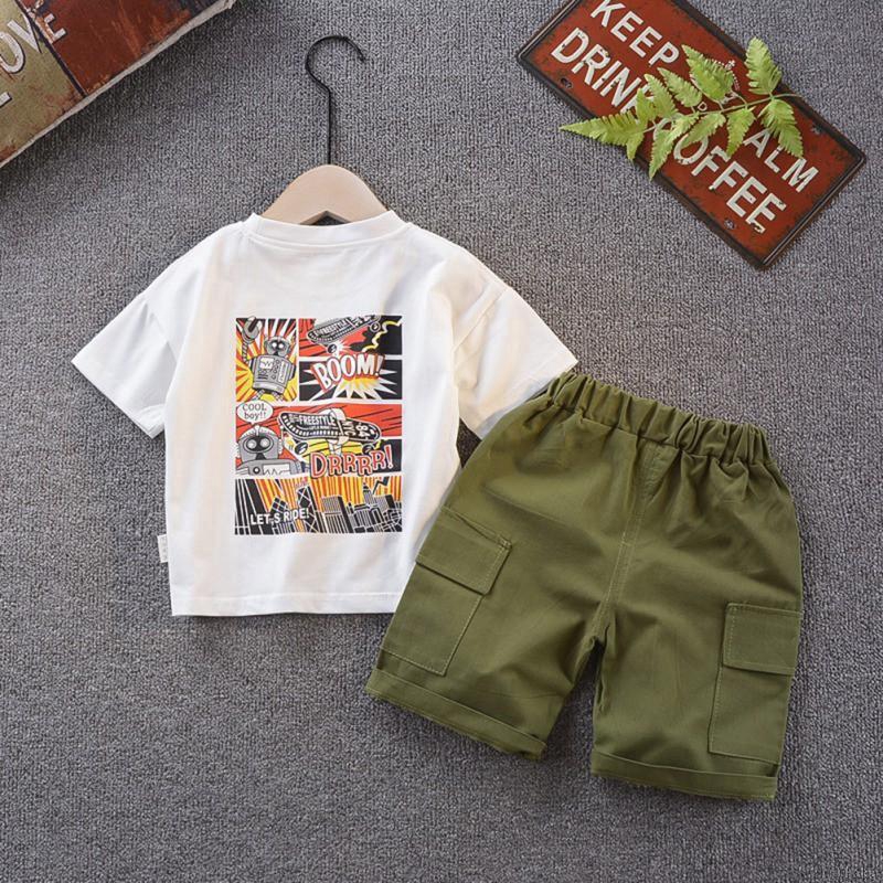 Set Áo Thun Ngắn Tay + Quần Short Thời Trang Cho Bé Trai