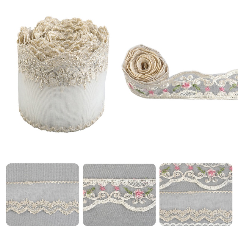 Dây Ren Polyester Bản Rộng Thêu Họa Tiết Xinh Xắn