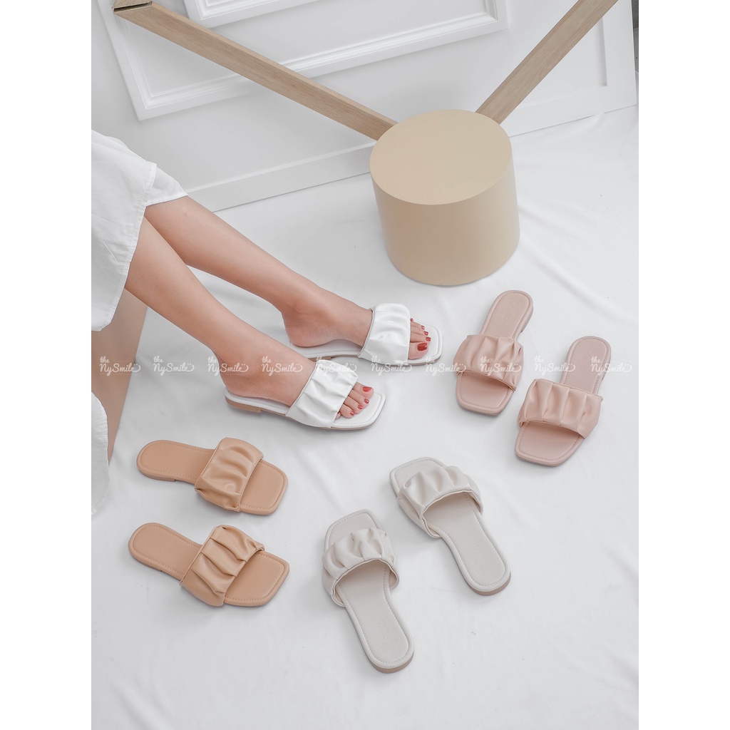 Dép bản ngang bèo dúm viền chỉ  - THENYSMILE - BEOS 2