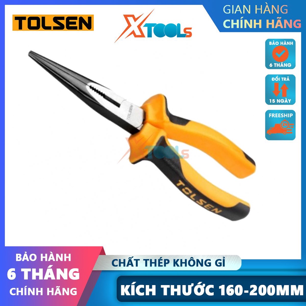 Kìm cắt công nghiệp 160mm-200mm Tolsen, kềm mũi nhọn cao cấp thép Cr-V chống rỉ sét mũi kềm siêu cứng[CHÍNH HÃNG][XTOOLS