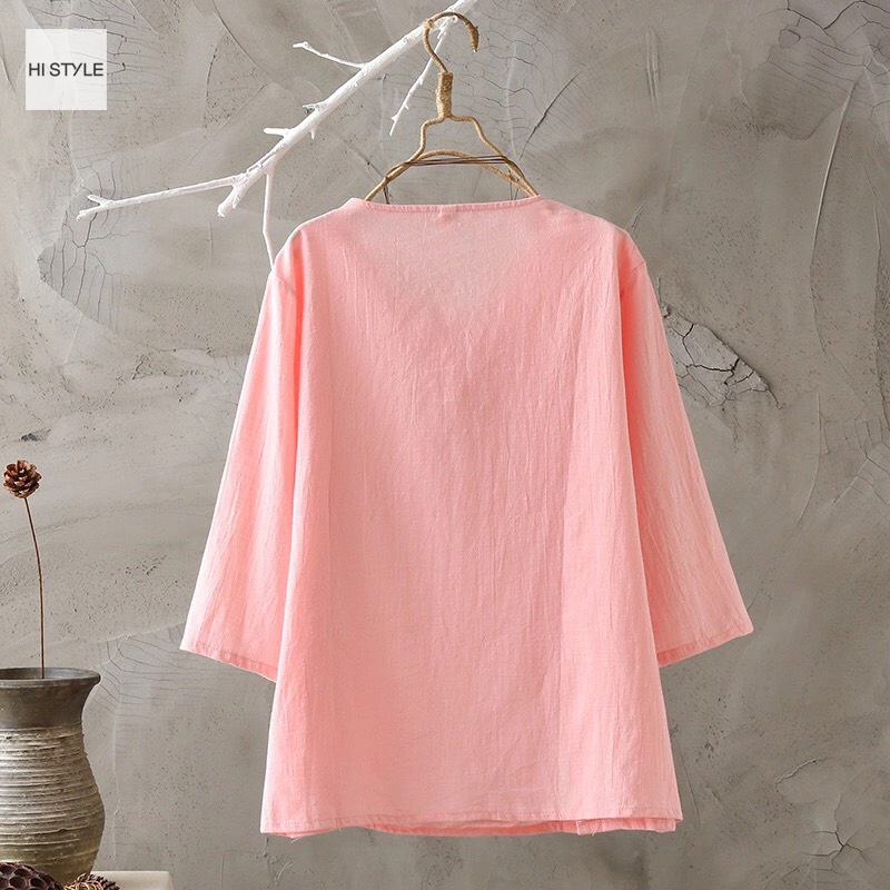 Áo sơ mi Hán Phục Cách Tân lỡ tay form dáng rộng 100% Cotton linen Thời Trang sơ mi freesize