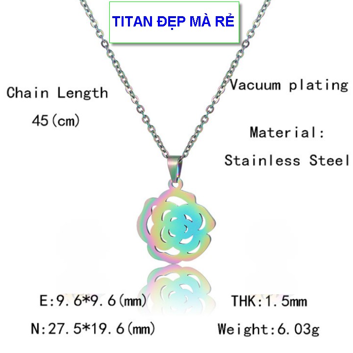 Bộ trang sức hàn quốc nữ mặt hoa hồng màu sắc lung linh - Hàng titan màu sắc bóng bền đẹp - Cam kết 1 đổi 1 nếu đen