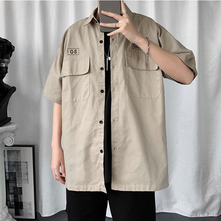 Áo Sơ Mi Tay Lỡ Form Rộng Dành Cho Nam Kiểu Dáng Basic Đơn Giản Nhẹ Nhàng