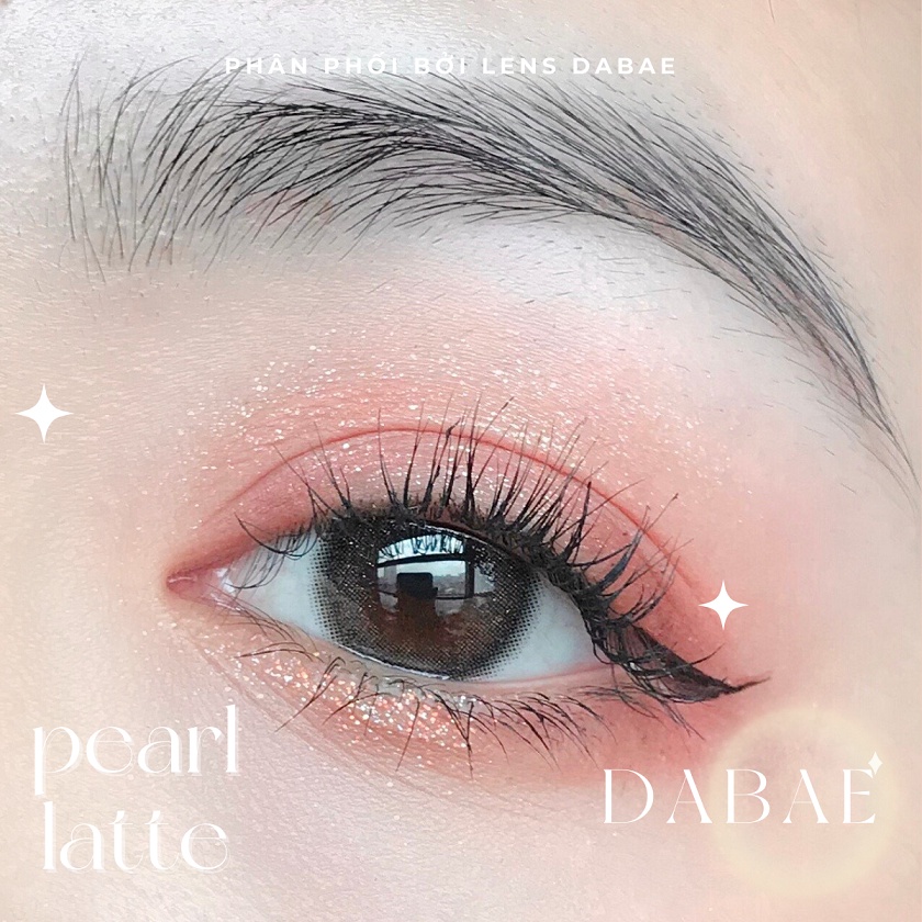 lens nâu tự nhiên giãn tròng cho mắt yếu PEARL LATTE  chất liệu PC Hydrogel  kính áp tròng có cận Hàn Quốc DABAE Hãng