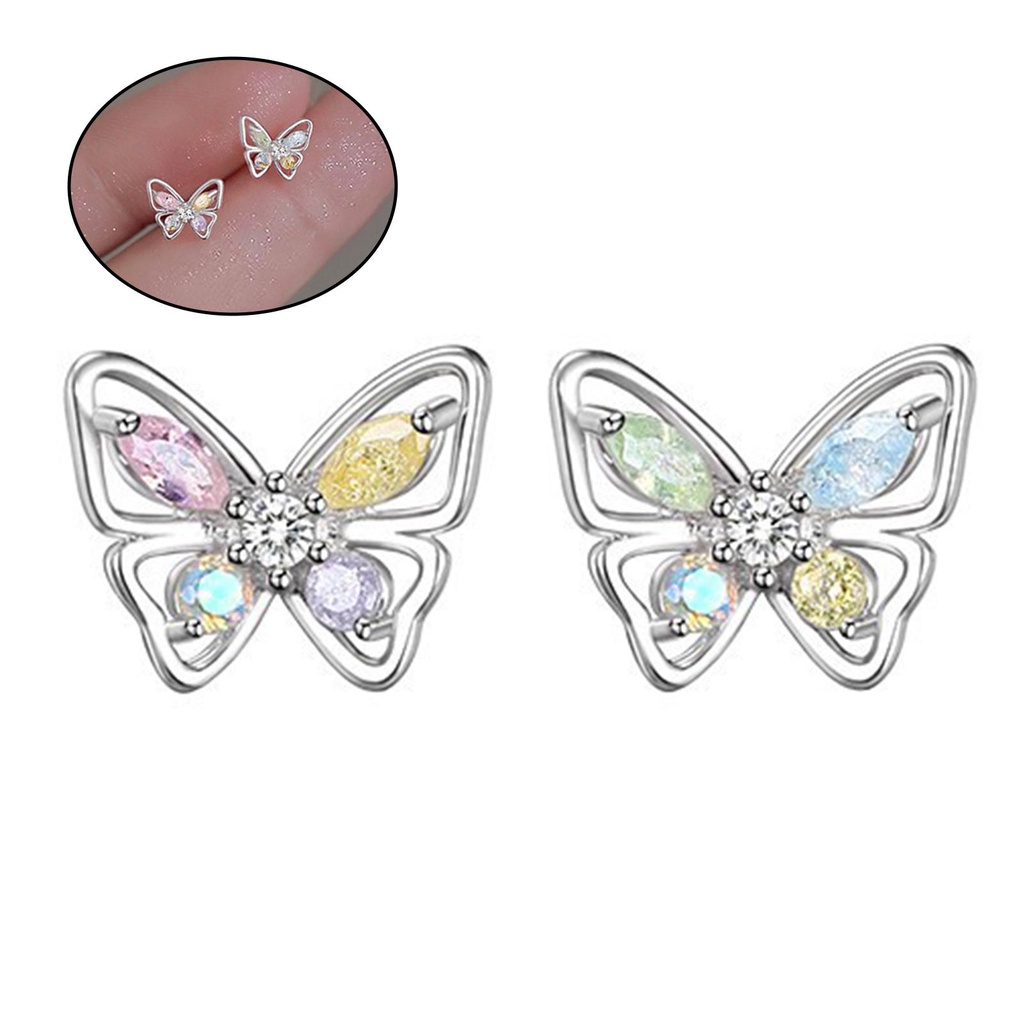 Khuyên Tai Hình Bướm Nhỏ Màu Hồng / Xanh Dương W4Q0