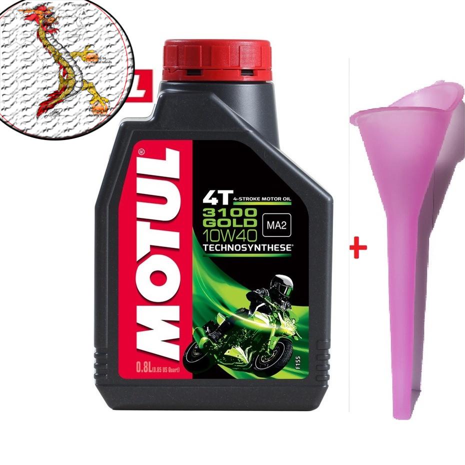 [MOTUL GOLD+PHỄU] Nhớt MOTUL 3100 GOLD 10W40 chai 800ml, nhớt xe máy/xe côn tay motul 3100 10W40 chai 800ml giá rẻ