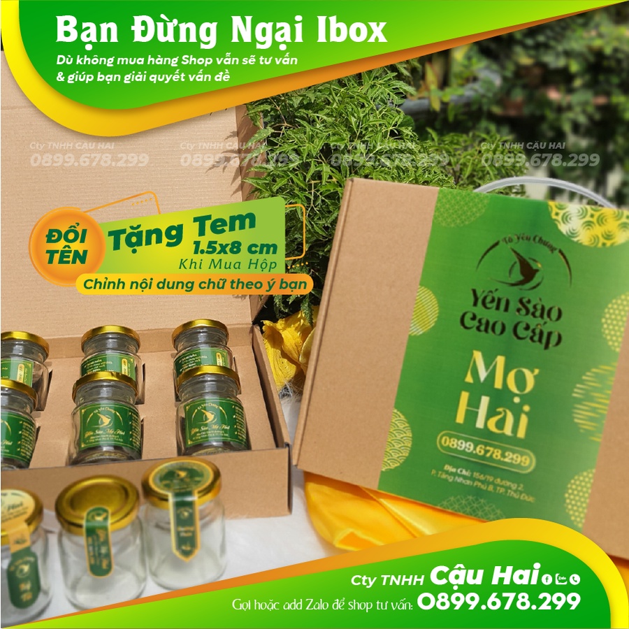 10 Hộp đựng 6 hủ yến chưng chèn thương hiệu tặng kèm tem dán hủ cùng set màu