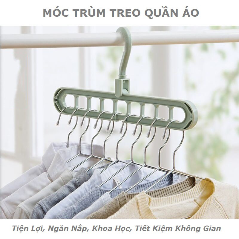 Móc Treo Quần Áo 9 Lỗ Tiện Lợi