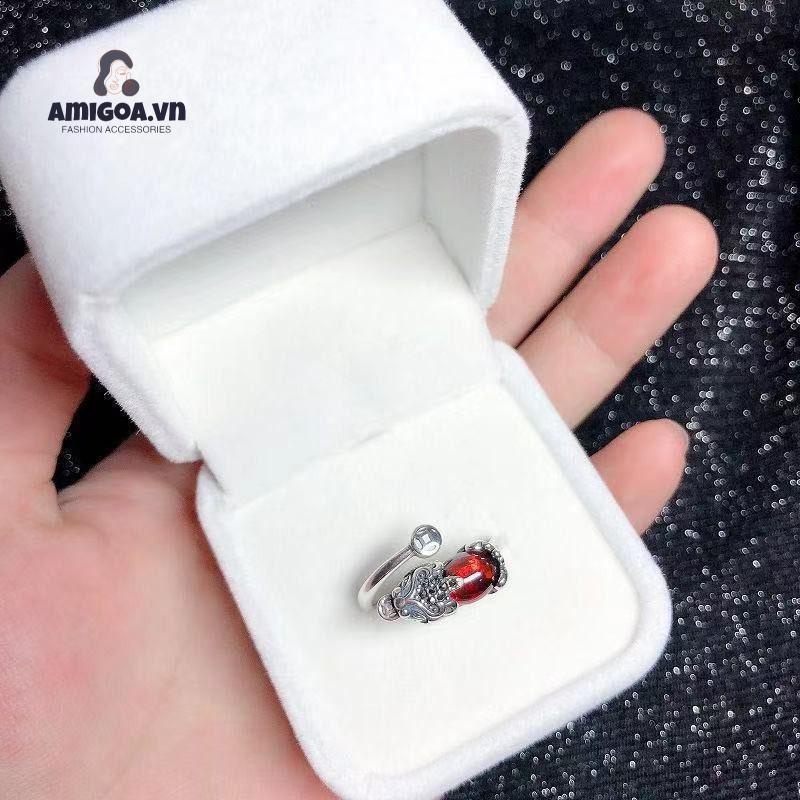 ✨✨Nhẫn Đồng Mạ Bạc Khắc Hình Sáu Trái Tim Phong Cách Cổ Điển Dành Cho Nam Nữ