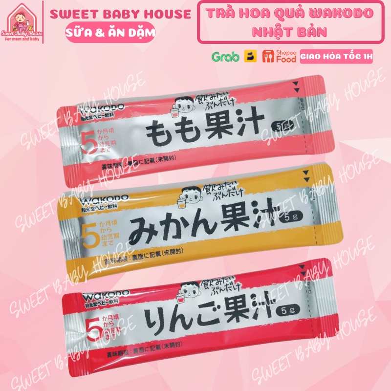 Trà Wakodo Nhật Bản trà xanh, hoa quả, điện giải, lúa mạch gói 3-5g cho bé. Date 8/2023 - Sweet Baby House