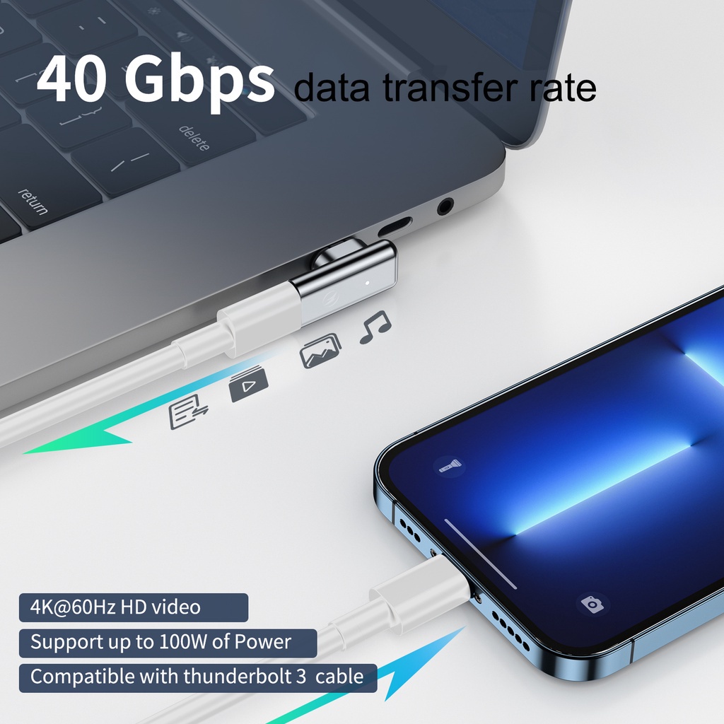 Bộ chuyển đổi ANKNDO USB C sạc nhanh từ tính 24-pin 40Gbs PD 100W 8K HD thích hợp cho Macbook Pro Huawei (có bán lẻ)