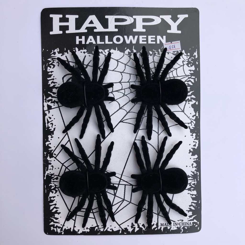 Vỉ nhện nhung đen trang trí Halloween