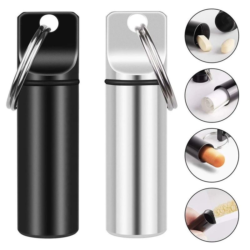 Hộp Đựng Thuốc Bằng Hợp Kim Nhôm Đầu Phẳng Chống Thấm Nước Có Nắp Đậy Tiện Dụng