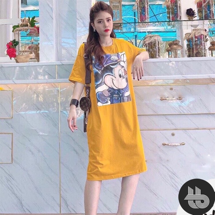 Đầm suông dáng dài in hình chuột ngộ ngĩnh cực teen