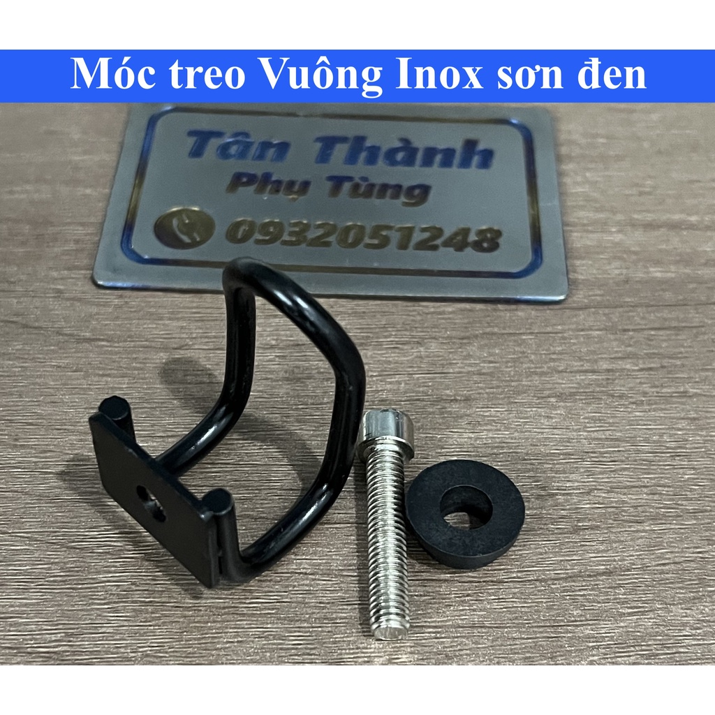 Móc treo xe máy Kiểu Vuông,Chữ U Inox sơn đen- 1 cái