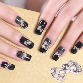 Set 10 nơ đính đá màu vàng/bạc trang trí móng