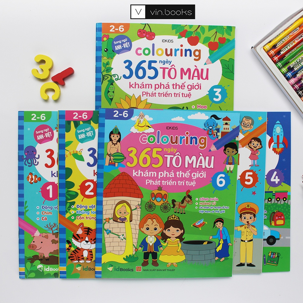 Sách - Combo 6 Quyển - 365 Ngày Tô Màu Khám Phá Thế Giới