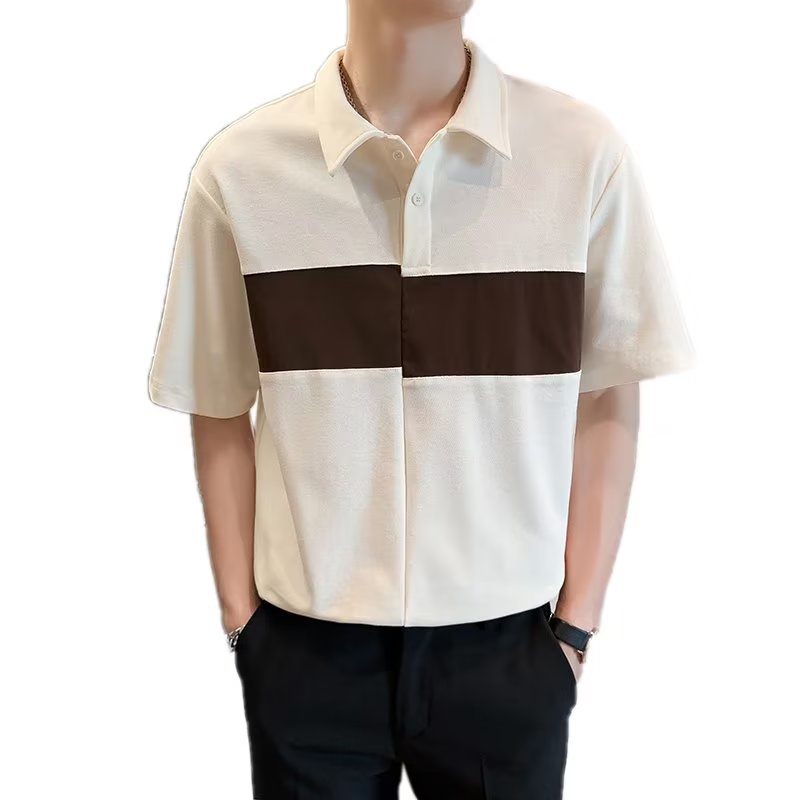 Áo Thun polo Tay Ngắn Màu Sắc Tương Phản Phong Cách Hàn Quốc Thời Trang Mùa Hè Cho Nam Giới Có Size M-2XL