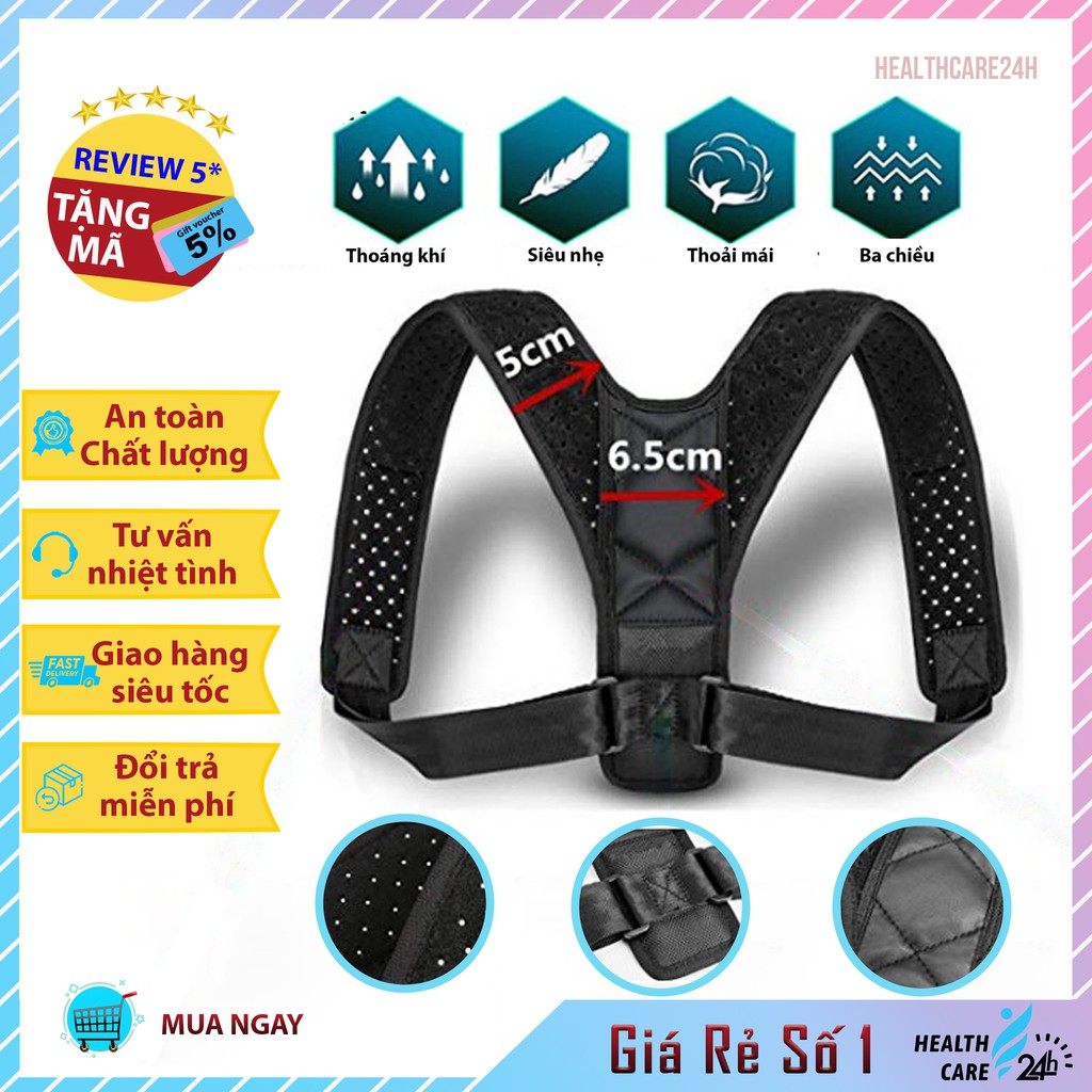 Đai chống gù lưng nam nữ Posture Corrector - Giữ vai thẳng hiệu quả sau 3 tháng [Tặng kèm 2 tấm trợ lực]