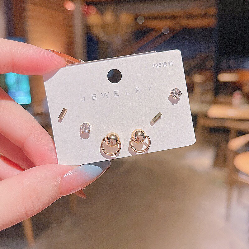 Bông Tai Hoa Tai Bạc 925 Mini Set Đủ Kiểu Phong Cách Hàn Quốc Hot Trend Dobi B13