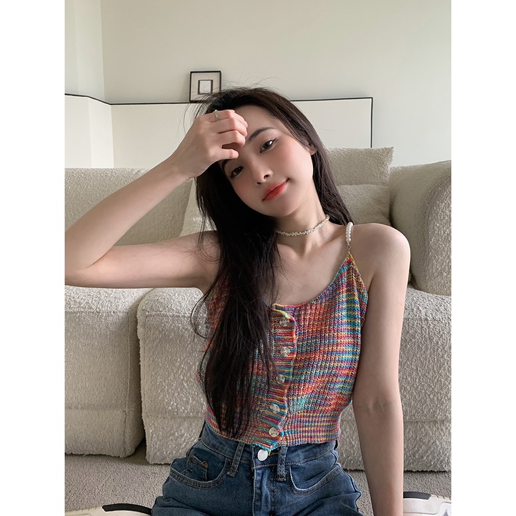 Porozi Áo hai dây croptop kiểu áo ống màu sắc thời trang phong cách Hàn Quốc cho nữ