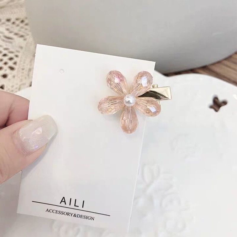 Kẹp Tóc Hình Hoa Đính Đá Pha Lê Phong Cách Hàn Quốc Xinh Xắn Cho Nữ