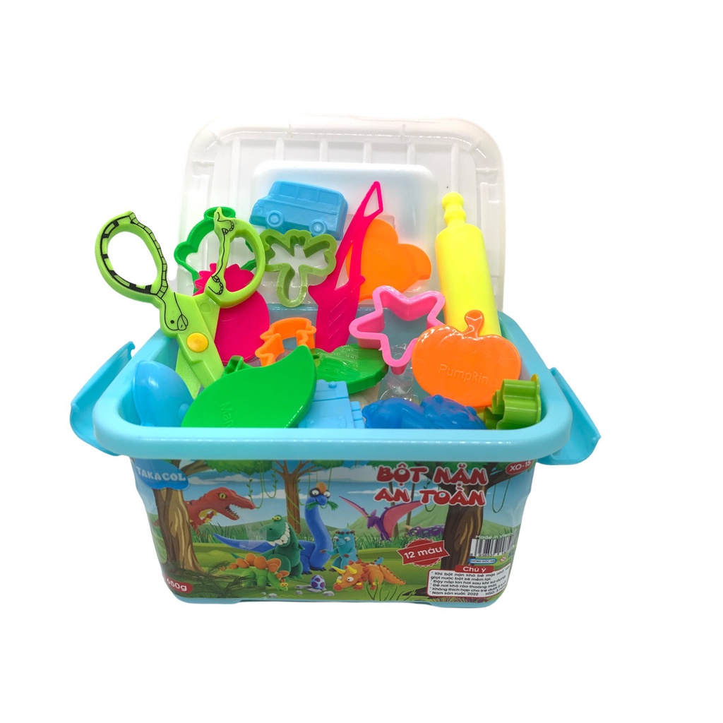 Đất nặn đất sét làm từ bột mì bột nặn TAKACOL 12 màu tặng kèm bộ khuôn chơi theo chủ đề đất nặn không dính tay VALI-125