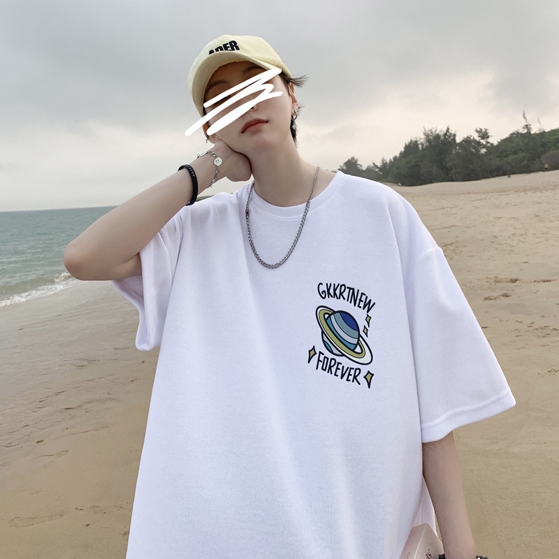 Áo thun dáng rộng cỡ lớn in họa tiết Nasa phong cách harajuku Nhật Bản thời trang năng động cho nam size S-8XL