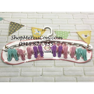 Sỉ: 10 Móc phơi quần áo 12 kẹp xoay linh động