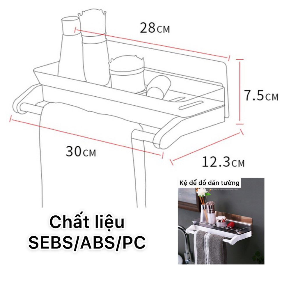 Kệ dán tường phong cách hiện đại, kệ để nước rửa bát, để sữa rửa mặt, kệ nhà tắm, kệ để đồ nhà bếp