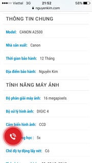 Máy ảnh kỹ thuật số Canon PowerShot A2500 - 16 MP