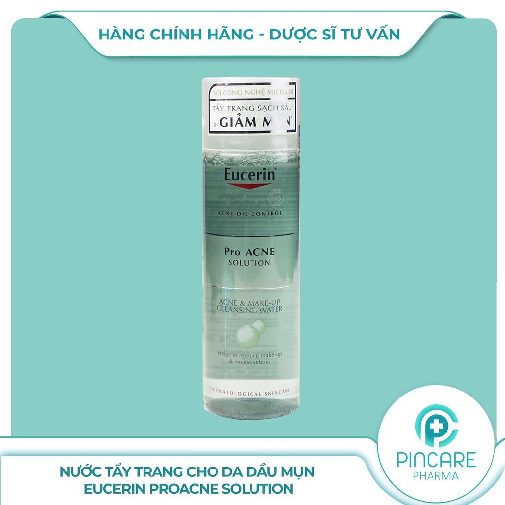 Nước tẩy trang cho da dầu mụn Eucerin ProAcne Solution Acne &amp; Make Up Cleansing Water 200ml - Hàng chính hãng - Nhà thuố