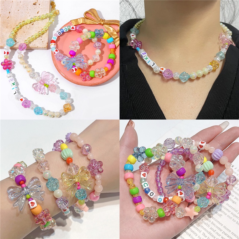 Set 20 / 30 Hạt Xỏ Lỗ Hình Hoa Bằng Nhựa Nhiều Màu Sắc Dùng Để Làm Trang Sức Thủ Công